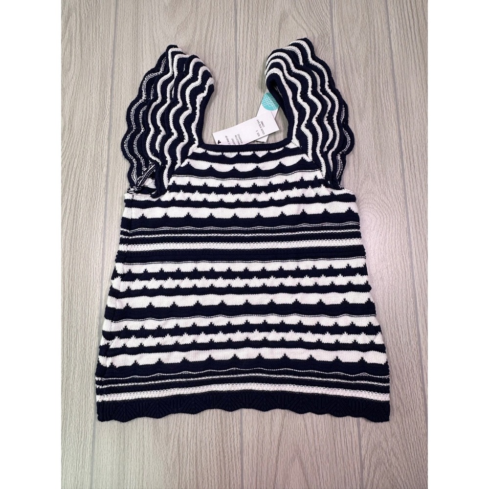 Design‎ History Sofia Ruffle Sleeve Sweater Tank Navy White S Stitch Fix